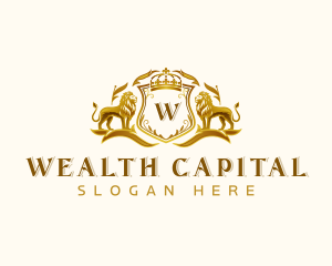 Elegant Shield Crown Lion logo design