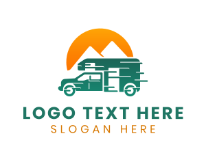 Green Car - Sunset Travel Camper Van logo design