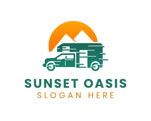 Sunset Travel Camper Van logo design