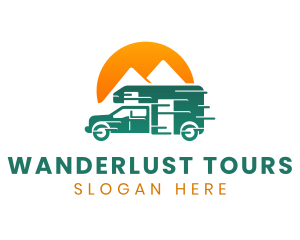 Sunset Travel Camper Van logo design