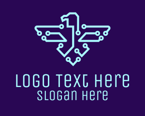 Tech Network Eagle  logo design