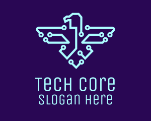 Tech Network Eagle  logo design