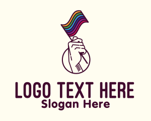 Lesbian - Hand Waving Rainbow Pride Flag logo design