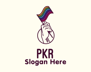 Hand Waving Rainbow Pride Flag  Logo