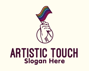 Hand Waving Rainbow Pride Flag  logo design