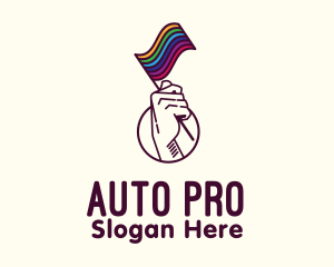 Lgbtq - Hand Waving Rainbow Pride Flag logo design