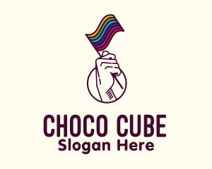 Gay - Hand Waving Rainbow Pride Flag logo design