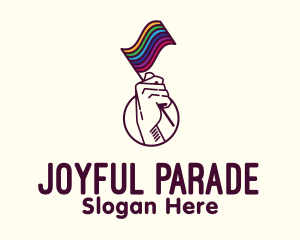 Parade - Hand Waving Rainbow Pride Flag logo design