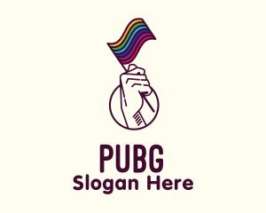 Community - Hand Waving Rainbow Pride Flag logo design