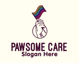 Hand Waving Rainbow Pride Flag  logo design