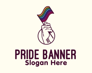 Flag - Hand Waving Rainbow Pride Flag logo design