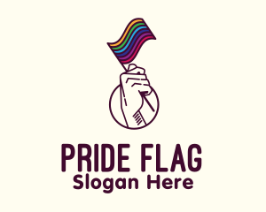 Flag - Hand Waving Rainbow Pride Flag logo design