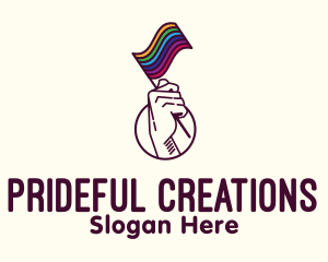Pride - Hand Waving Rainbow Pride Flag logo design