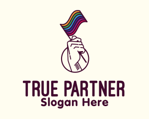 Ally - Hand Waving Rainbow Pride Flag logo design