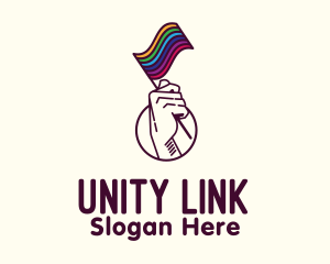 Togetherness - Hand Waving Rainbow Pride Flag logo design