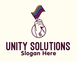 Hand Waving Rainbow Pride Flag  logo design