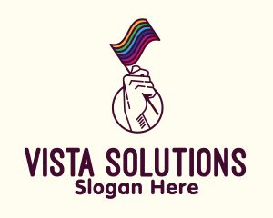 Hand Waving Rainbow Pride Flag  logo design