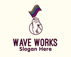 Waving - Hand Waving Rainbow Pride Flag logo design