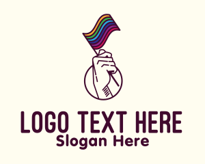 Social - Hand Waving Rainbow Pride Flag logo design