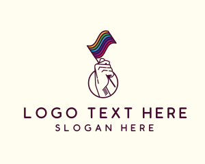 Lgbt - Hand Waving Rainbow Pride Flag logo design