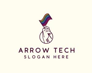 Hand Waving Rainbow Pride Flag  logo design