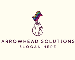 Hand Waving Rainbow Pride Flag  logo design