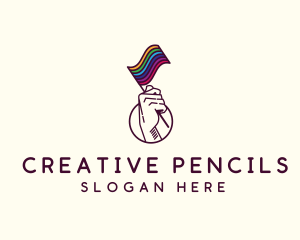 Hand Waving Rainbow Pride Flag  logo design