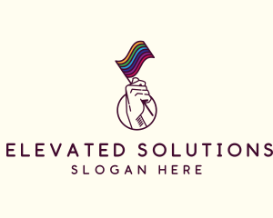 Hand Waving Rainbow Pride Flag  logo design