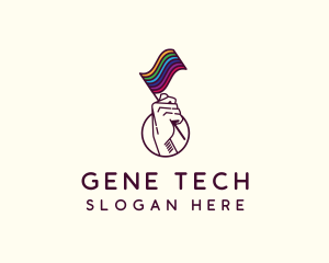 Hand Waving Rainbow Pride Flag  logo design