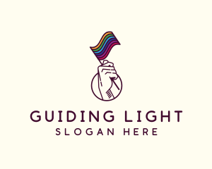 Hand Waving Rainbow Pride Flag  logo design