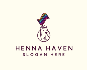 Hand Waving Rainbow Pride Flag  logo design