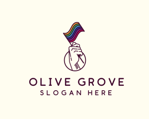 Hand Waving Rainbow Pride Flag  logo design