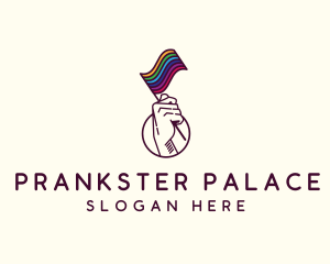 Hand Waving Rainbow Pride Flag  logo design