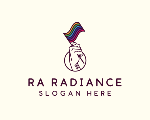 Hand Waving Rainbow Pride Flag  logo design