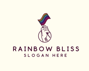 Lgbtq - Hand Waving Rainbow Pride Flag logo design