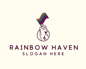 Hand Waving Rainbow Pride Flag  logo design