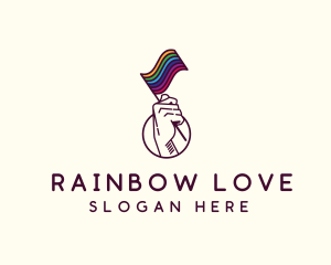 Hand Waving Rainbow Pride Flag  logo design