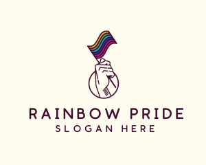 Gay - Hand Waving Rainbow Pride Flag logo design