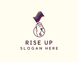 Hand Waving Rainbow Pride Flag  logo design