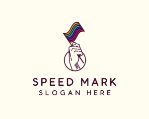 Hand Waving Rainbow Pride Flag  logo design