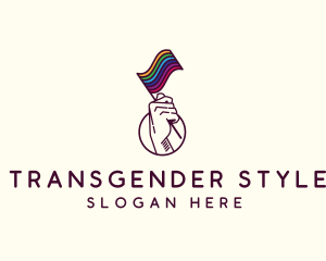 Transgender - Hand Waving Rainbow Pride Flag logo design