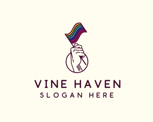 Hand Waving Rainbow Pride Flag  logo design