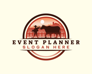 Farmer Cow Farm Logo