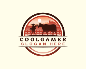Farmer Cow Pasture logo design