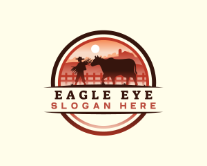 Farmer Cattle Pasture logo design