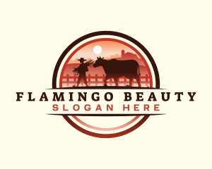 Farmer Cattle Pasture logo design