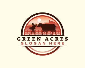 Farmer Cattle Pasture logo design