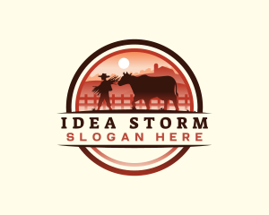 Farmer Cattle Pasture logo design