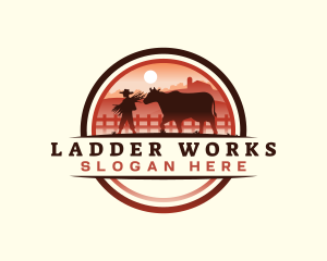 Farmer Cattle Pasture logo design