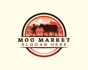 Cow - Farmer Cow Pasture logo design